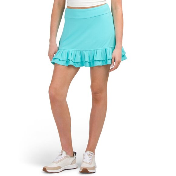 G LIFESTYLE Turquoise Upf 50 Tiered Ruffle Skort - Picture 1 of 2